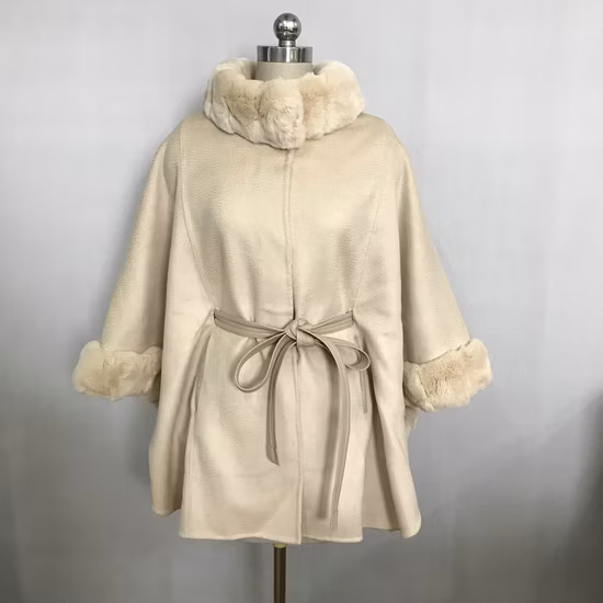 Elegantes abrigos tipo cárdigan de piel de invierno para mujer, poncho tipo chal